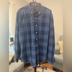 J. Crew Navy and Light Blue Plaid Shirt